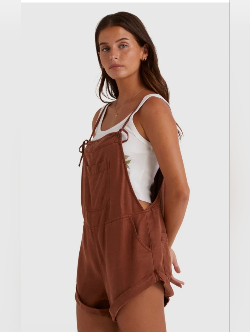 Billabong Rust Red Short Overalls - Picture 2 of 12